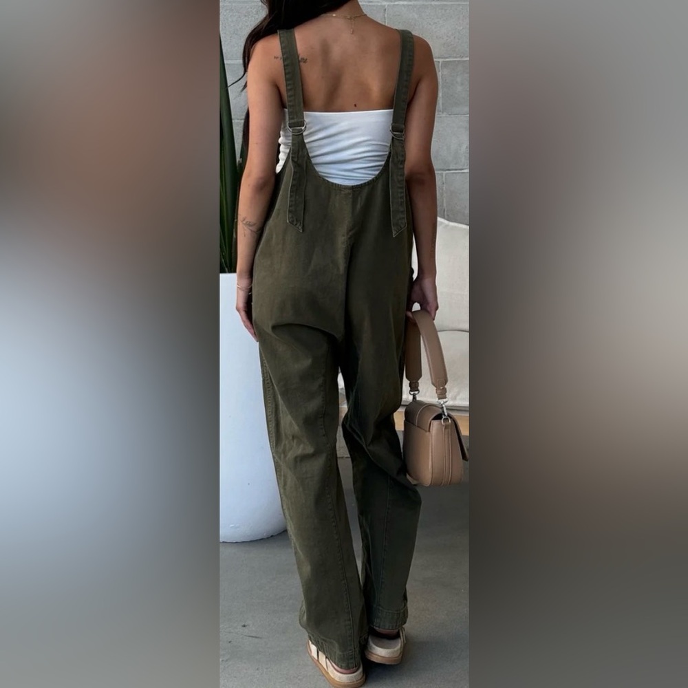 Free People Denim Jumpsuit Sz S in Olive - Picture 2 of 7